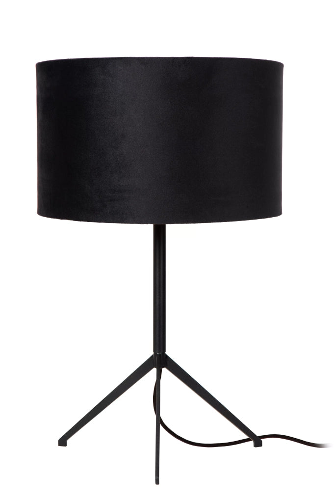 Lampada da tavolo nera paralume velluto E27 Lucide Tondo
