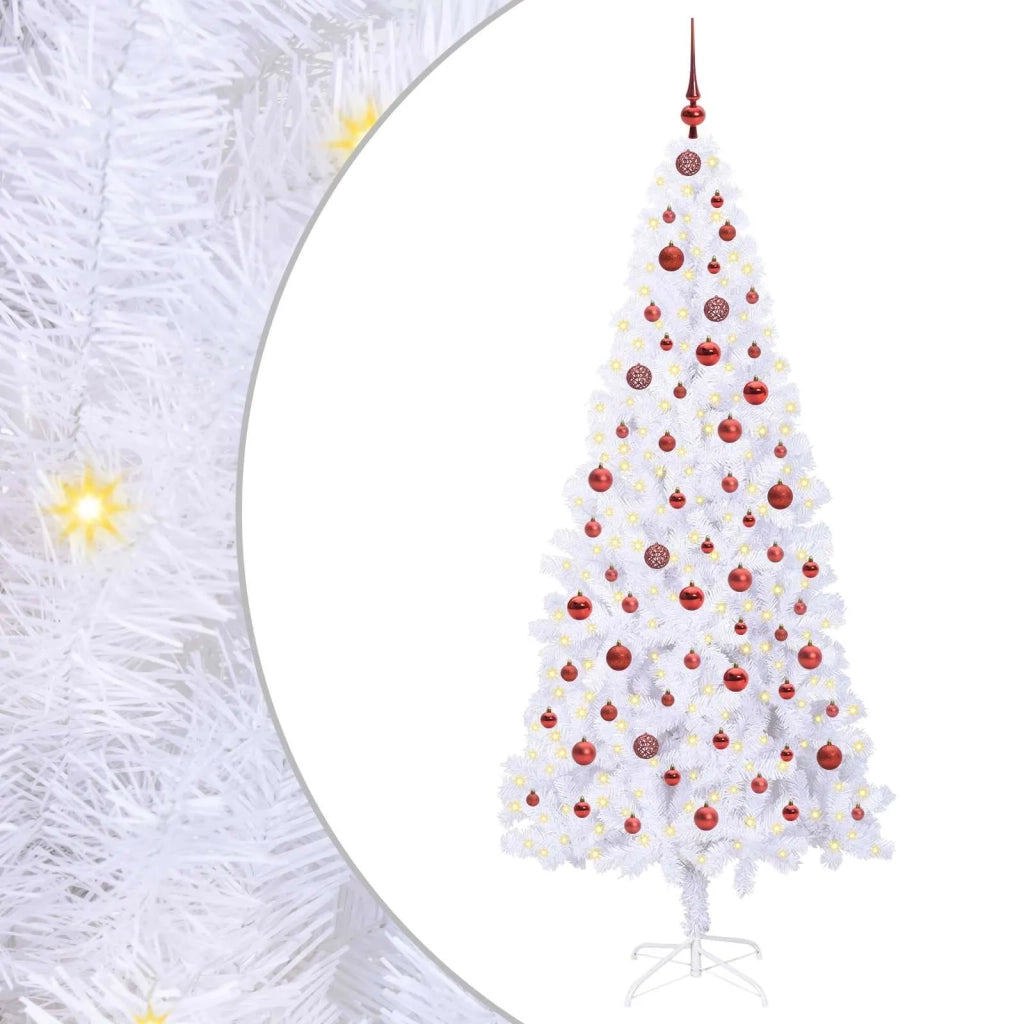 Albero di Natale | Decorazioni natalizie artificiale Bianco 210 cm PVC e Acciaio