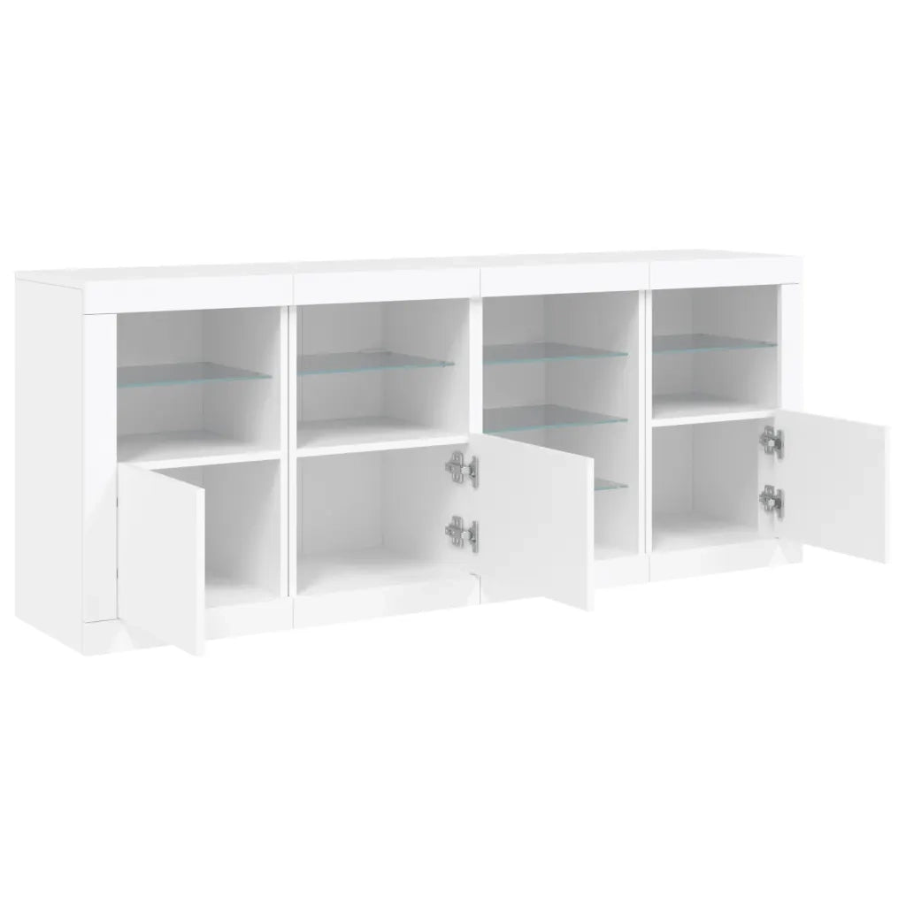 Credenza | Madia | Buffet da pranzo | Armadio da pranzo con Luci LED Bianca 164x37x67 cm