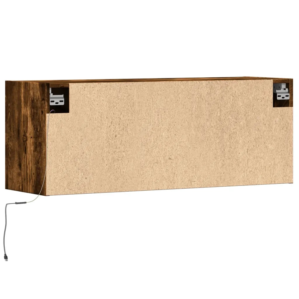 Mobile TV a Parete con Luci LED-Mobile TV a Muro Rovere Fumo 100x31x35 cm 551448