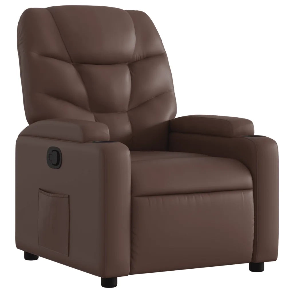 Divano Sedia-Poltrona Reclinabile Marrone in Similpelle 483730