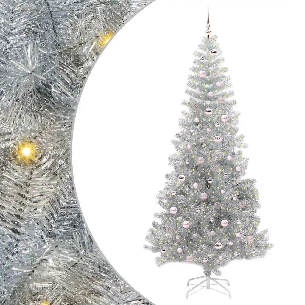 Albero di Natale con 300 LED con supporto Argento 240 cm PET 3396694