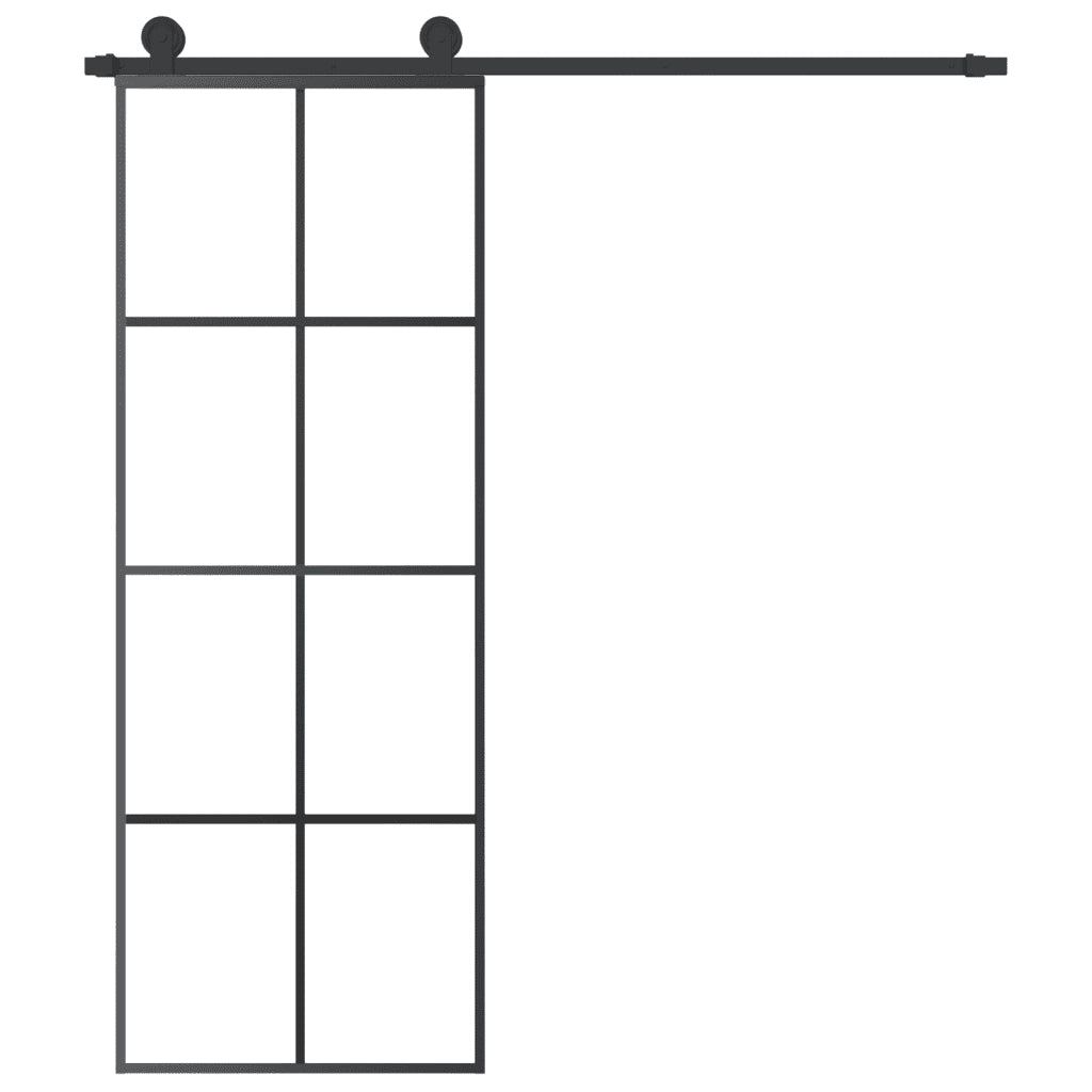 Porta Scorrevole con Ferramenta 76x205cm Vetro ESG Alluminio 3152139