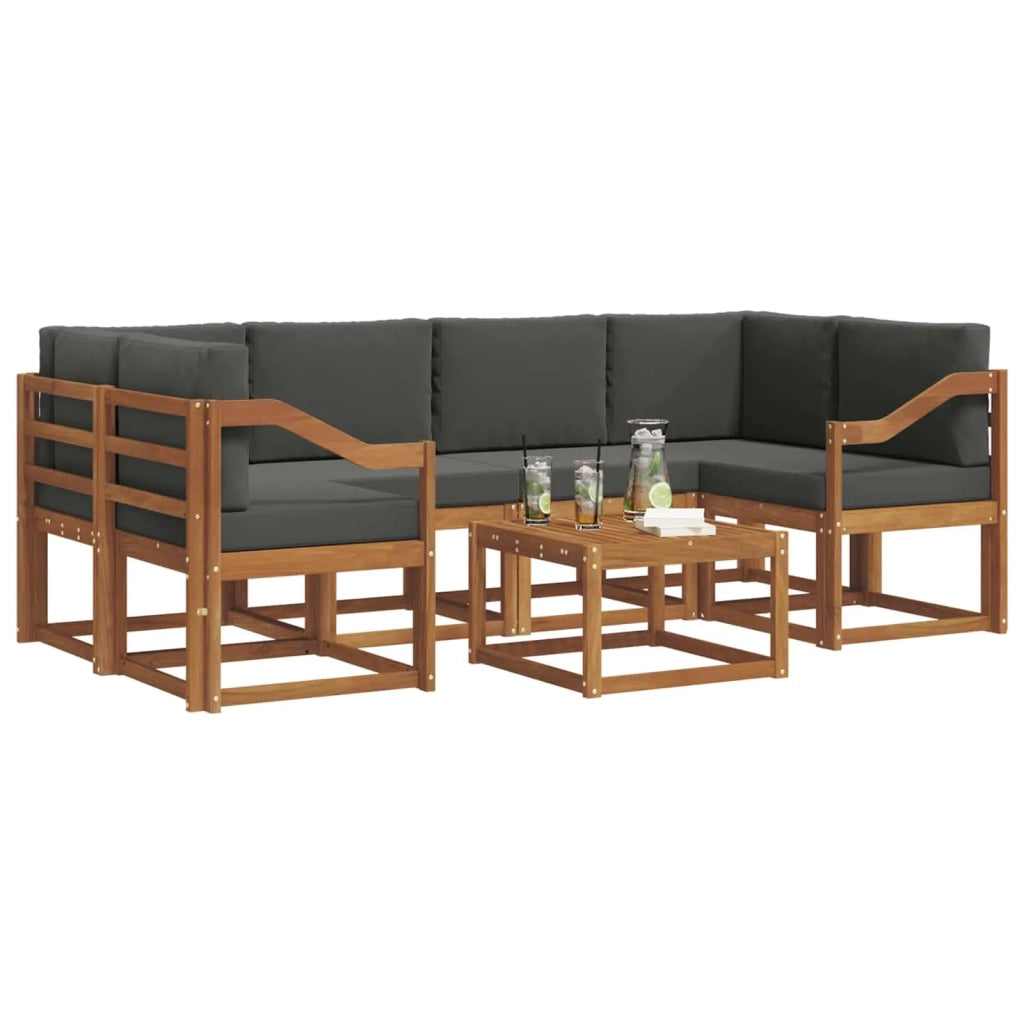 Set di divani da esterno con cuscino 7 pcs Naturale e Antracite