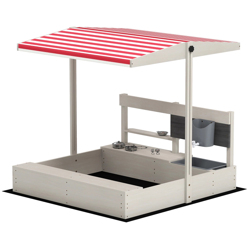 Casetta per Bambini in Legno con Cucina Giocattolo ¨C zephmum ¨C 114x110x110 cm Grigio