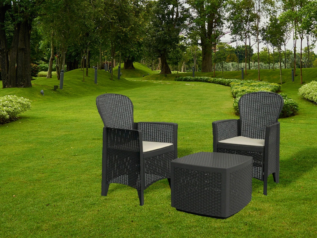 MAURY'S SALOTTINO ALESSIA DA GIARDINO CON CUSCINI 3 PZ ANTRACITE