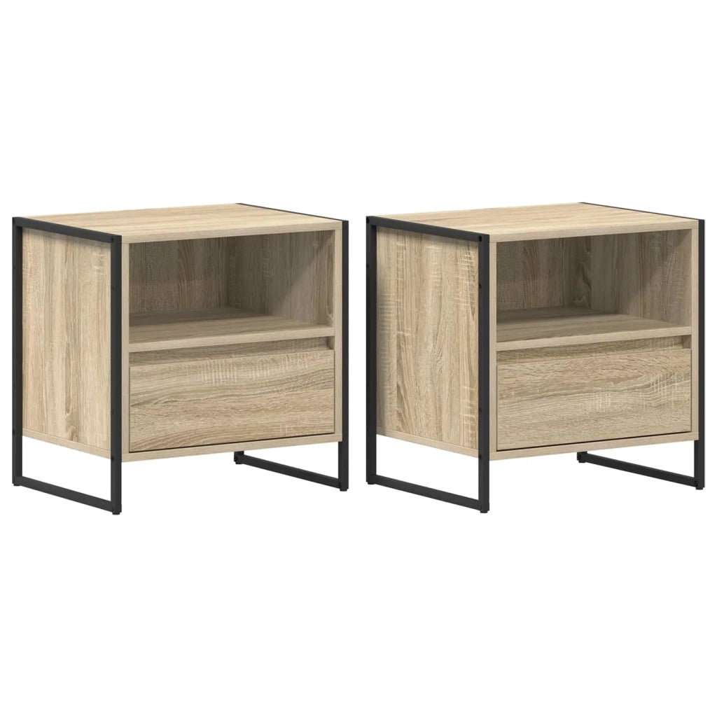 Set di 2 Comodini | Armadio da Notte | Mobiletto da notte Sonoma 50 x 39,5 x 50 cm Legno multistrato