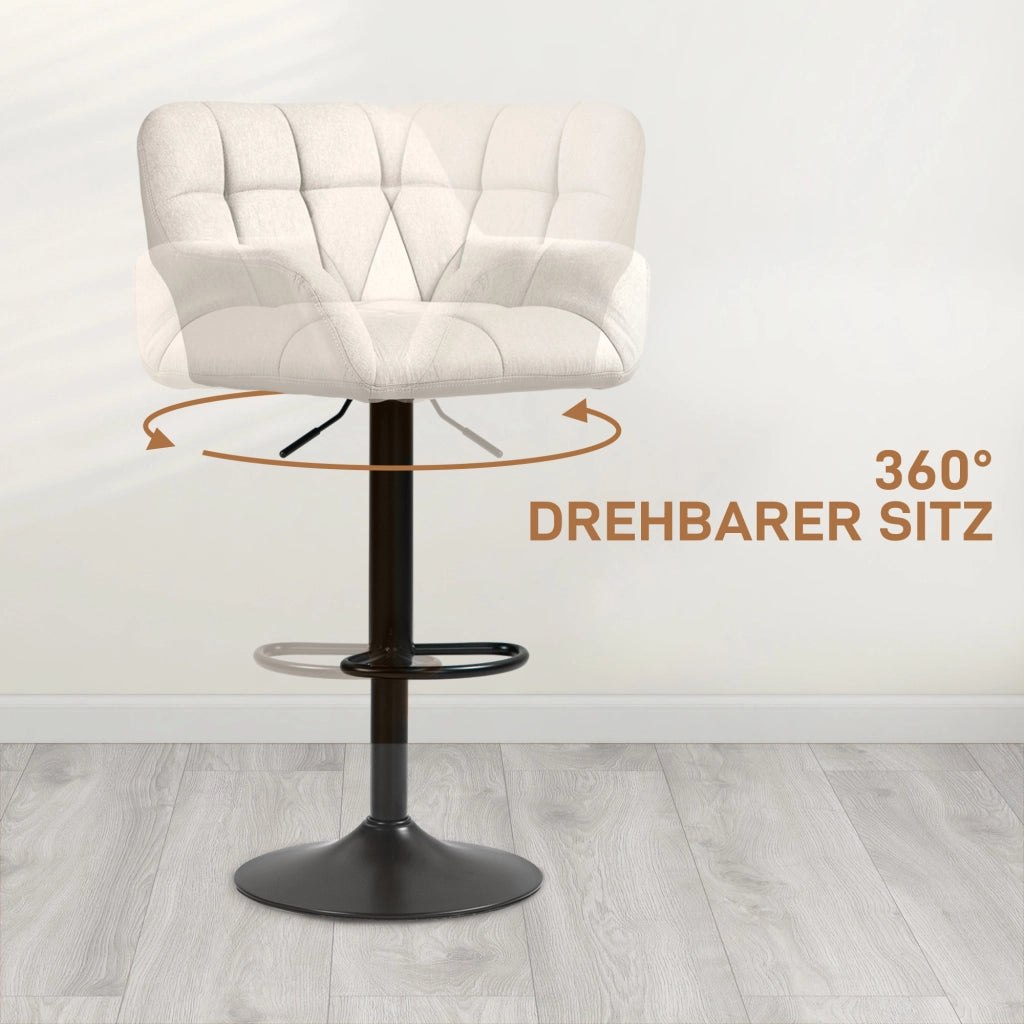 Sgabello da bar ¨C Minimal ¨C 2 pezzi retr¨° in similpelle e tessuto crema e nero