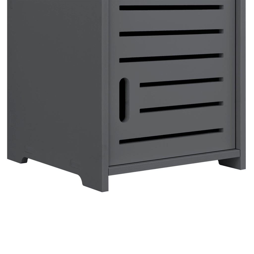 Mobiletto da Bagno a Terra 135 x 32 x 32 cm Armadietto a Colonna con 2 Ante 2 Scomparti e Ripiano Ripostiglio da Stoccaggio con Sportelli di Design - Grigio Scuro