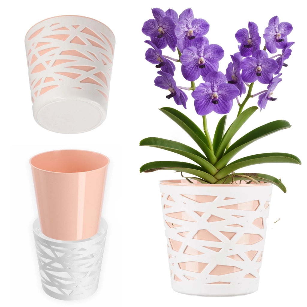 Vaso da fiori KADAX, vaso da fiori in plastica, inserto per fiori, 17 cm, arancione, Kadax