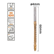 Trade Shop - Punta Trapano Elicoidale ø4mm X 60mm In Titanio Hss 4241 Per Metallo Legno 57148 -
