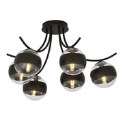 Plafoniera Moderna Polus Acciaio Nero 6 Luci E14