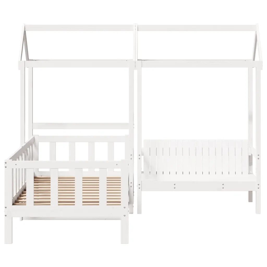 Set Dormeuse e Panca con Tetto Bianco 80x200cm Massello Pino 3282219
