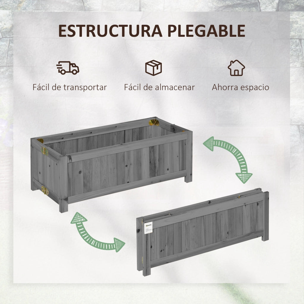Fioriera Pieghevole in Legno per Giardino Balcone Terrazza ¨C Zephmum ¨C 70x30x25 cm Grigio