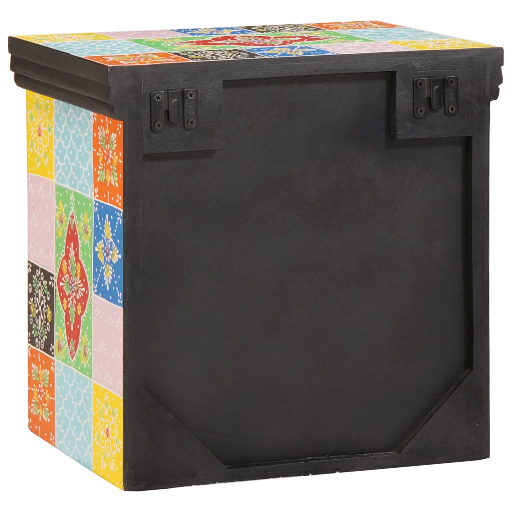 Comodino Multicolore 40x30x40 cm Legno Solido Mango