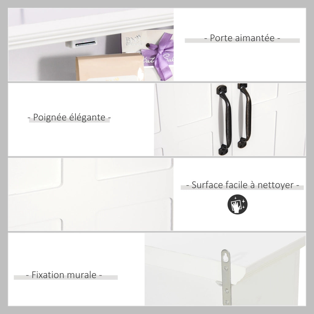 Armadietto da Bagno Pensile ¨C zephmum ¨C Bianco 60x20x58 cm