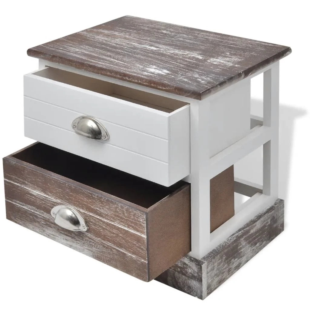 Comodino comodino cassettiera mobili per camera da letto 2 pezzi marrone e bianco 1402142