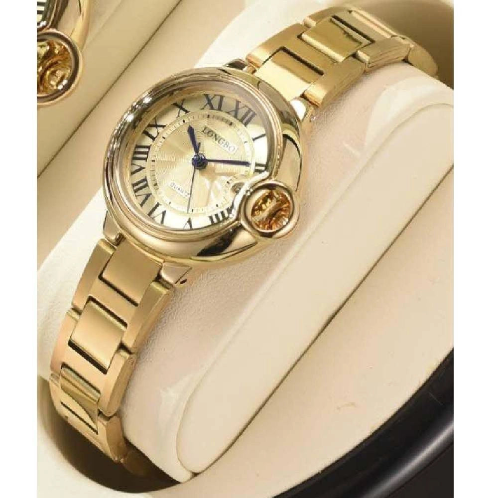 Trade Shop - Orologio Da Polso Uomo Donna Longbo 80771 Quarzo Calendario Impermeabile Dorato -   -donna    -