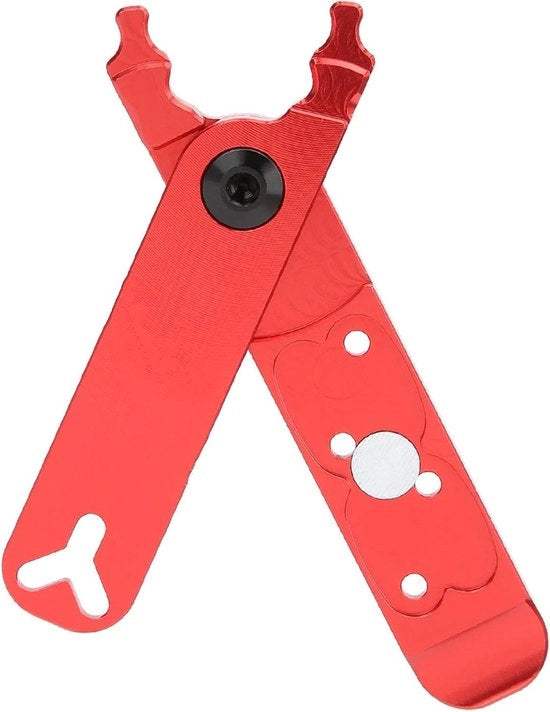 Catenaccio Plus - Catena da bicicletta molto resistente con chiave a tappi e manubrio multifunzione 4 in 1 con attrezzo a vite di alluminio (rosso)