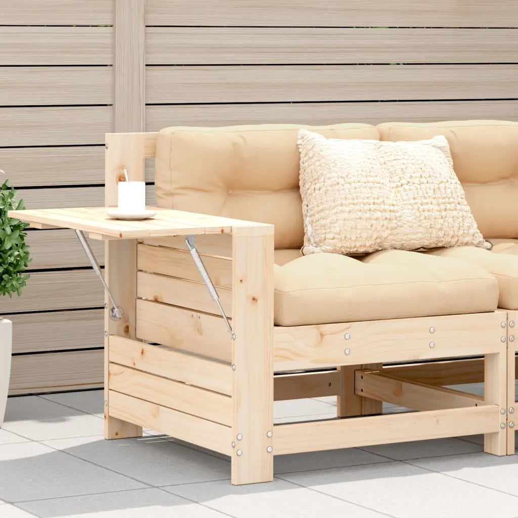 Divano Giardino Senza Braccioli con Cuscino-Sofa da Giardino-Divanetto da esterno Legno Massello Pino 769256