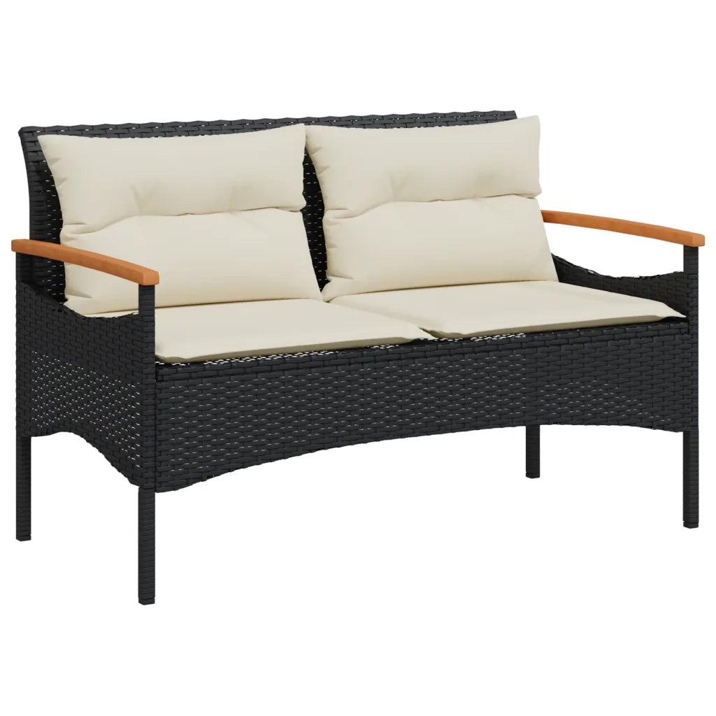 Set Divani da Giardino 4 pz | Set Salotto da Giardino con Cuscini Nero in Polyrattan