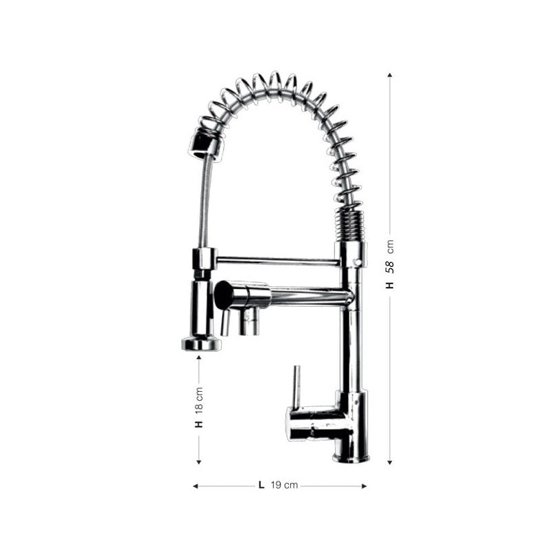 Miscelatore da cucina con doccetta finitura cromo h.58x19 cm EFFEZ