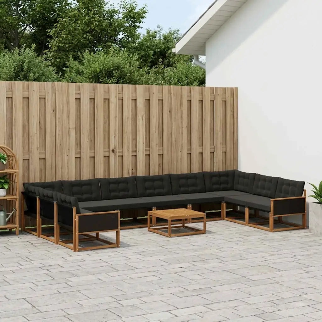 Set di divani da esterno con cuscino 11 pcs Naturale e Nero 3381720