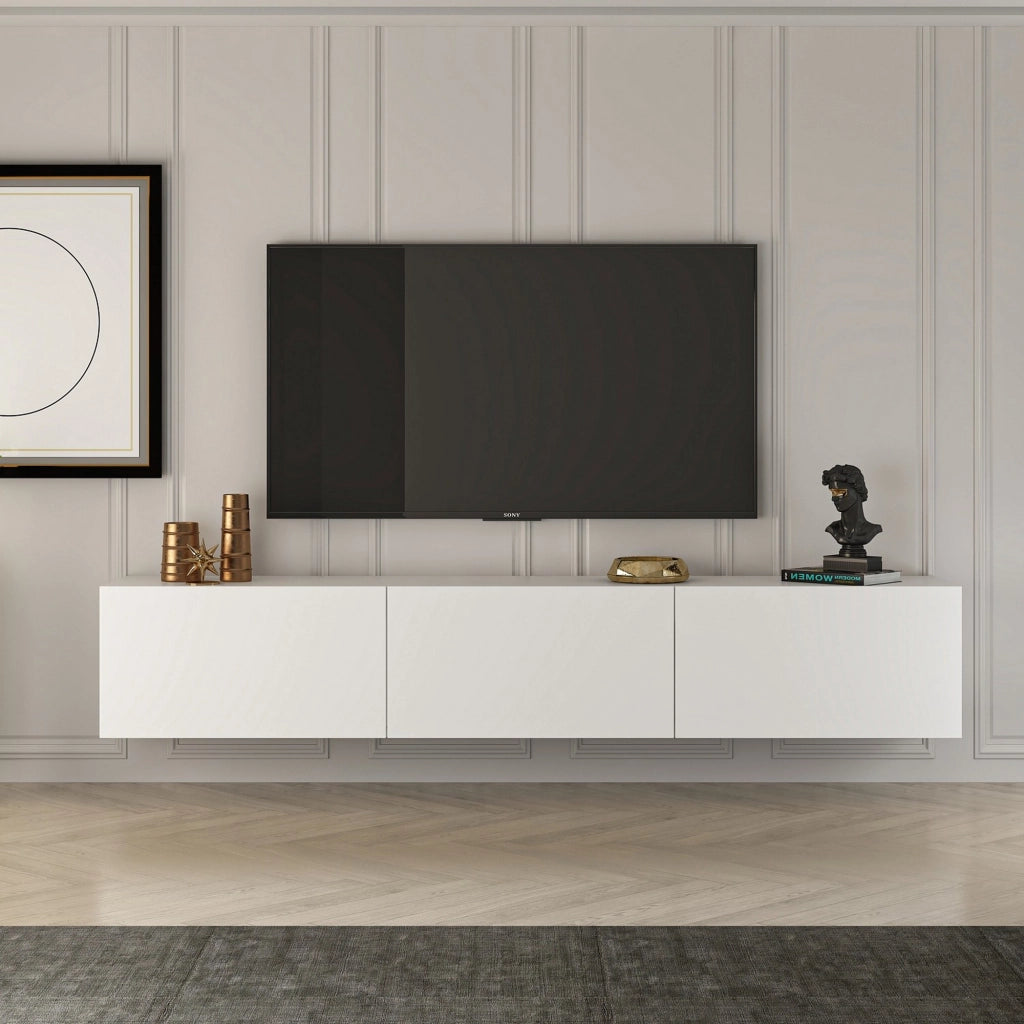 Saonara, Mobile Porta tv 3 Ante, 150x32x30h cm Bianco