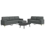 Set Divani 3 pz con Poggiapiedi e Cuscini Grigio Scuro Tessuto 3278344