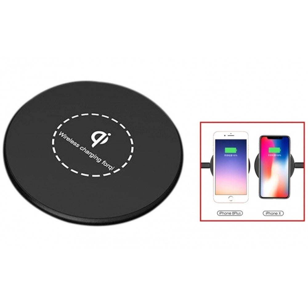 Trade Shop - Base Ricarica Wireless Tonda Qi Universale Caricabatterie Piattaforma Ricarica -