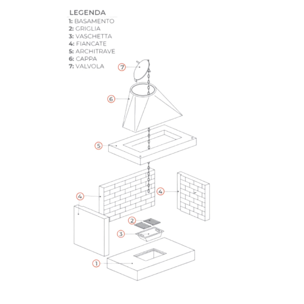 Camino a legna prefabbricato focolare aperto refrattario qr90ref parete calore