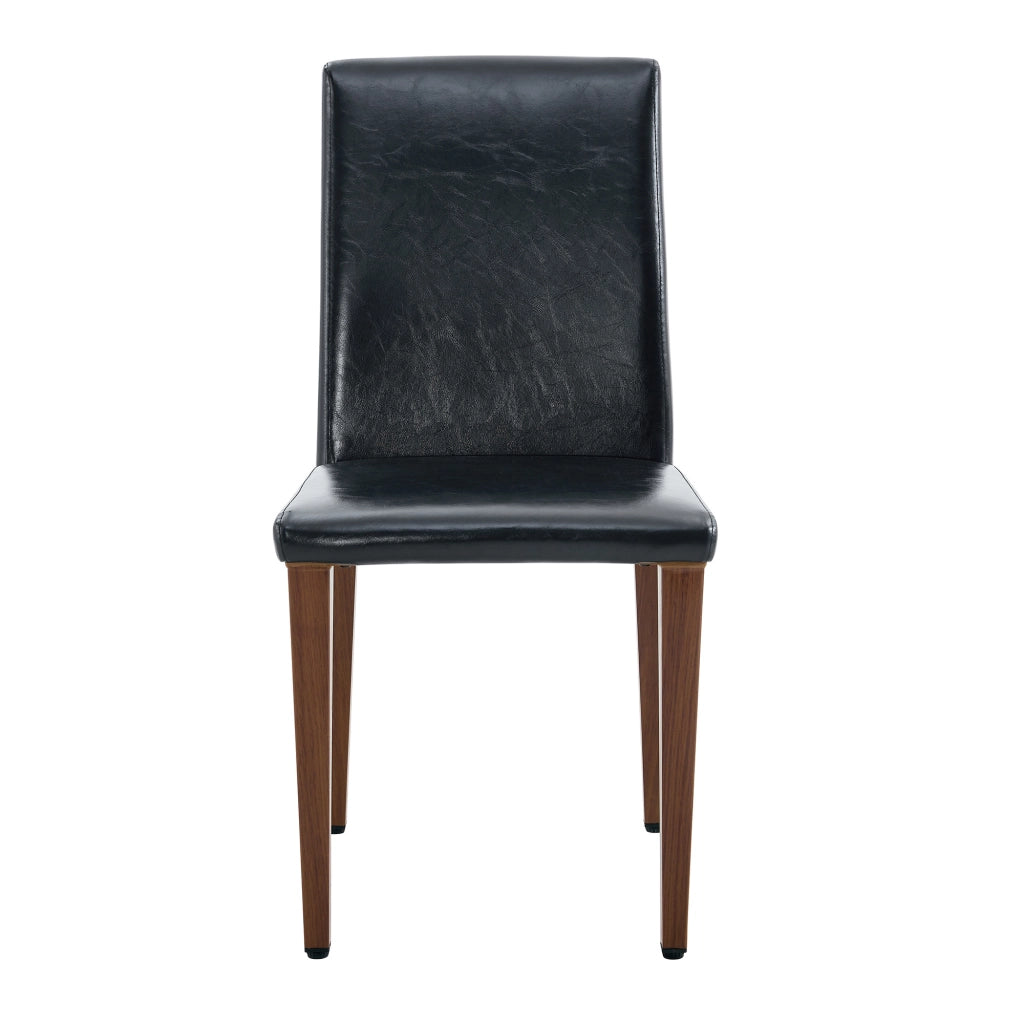 Set 4 Sedie da Pranzo ¨C MINIMAL ¨C Similpelle Nera, Gambe in Metallo Effetto Noce