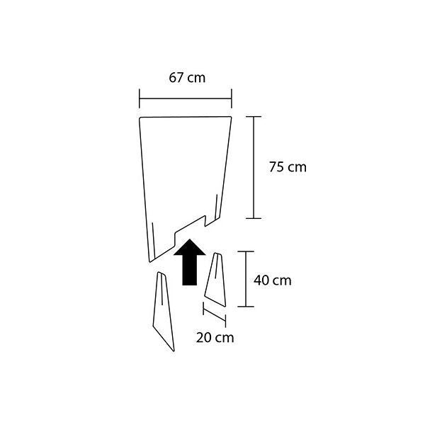 Domo Utility F FRA-190150 Divisore di Protezione in Polistirene Trasparente con Fessura Passa-Documenti 30 cm Autoportante ad Incastro colore Trasparente
