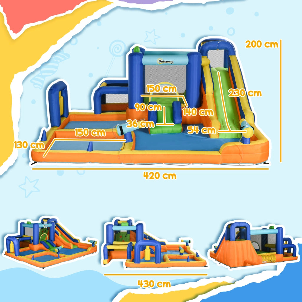 Castello gonfiabile per bambini con scivolo e parete arrampicata ¨C Zephmum ¨C 430x420x200cm multicolore