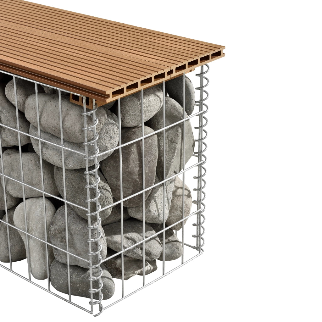 Panchina Gabbione Metallico con Seduta in WPC 100 x 30 x 45 cm - Colore Legno Teak pro.tec