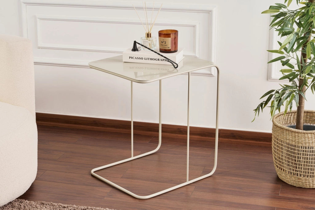 Tavolino in metallo "Poet" 47 x 46 x 57 cm - Taupe