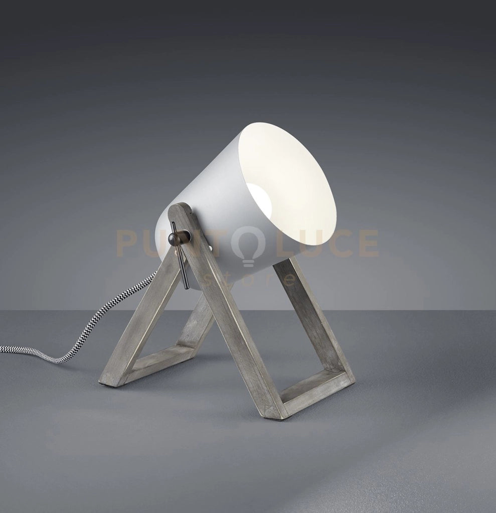 MARC LAMPADA DA TAVOLO CON PIEDI DI LEGNO GRIGIO H. 21CM 1 LUCE ATTACCO E27