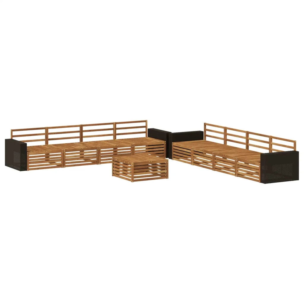 Set di divani da esterno 9 pz Naturale Legno massello di acacia 3383182