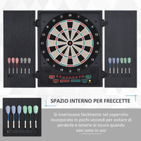 Bersaglio Freccette Elettronico 51x6,5x57 cm con 12 Freccette e 6 Display Nero