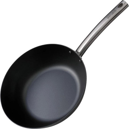 Piatto wok in acciaio di carbonio 28 cm - ideale per friggere - 1 pezzo - acciaio di carbonio