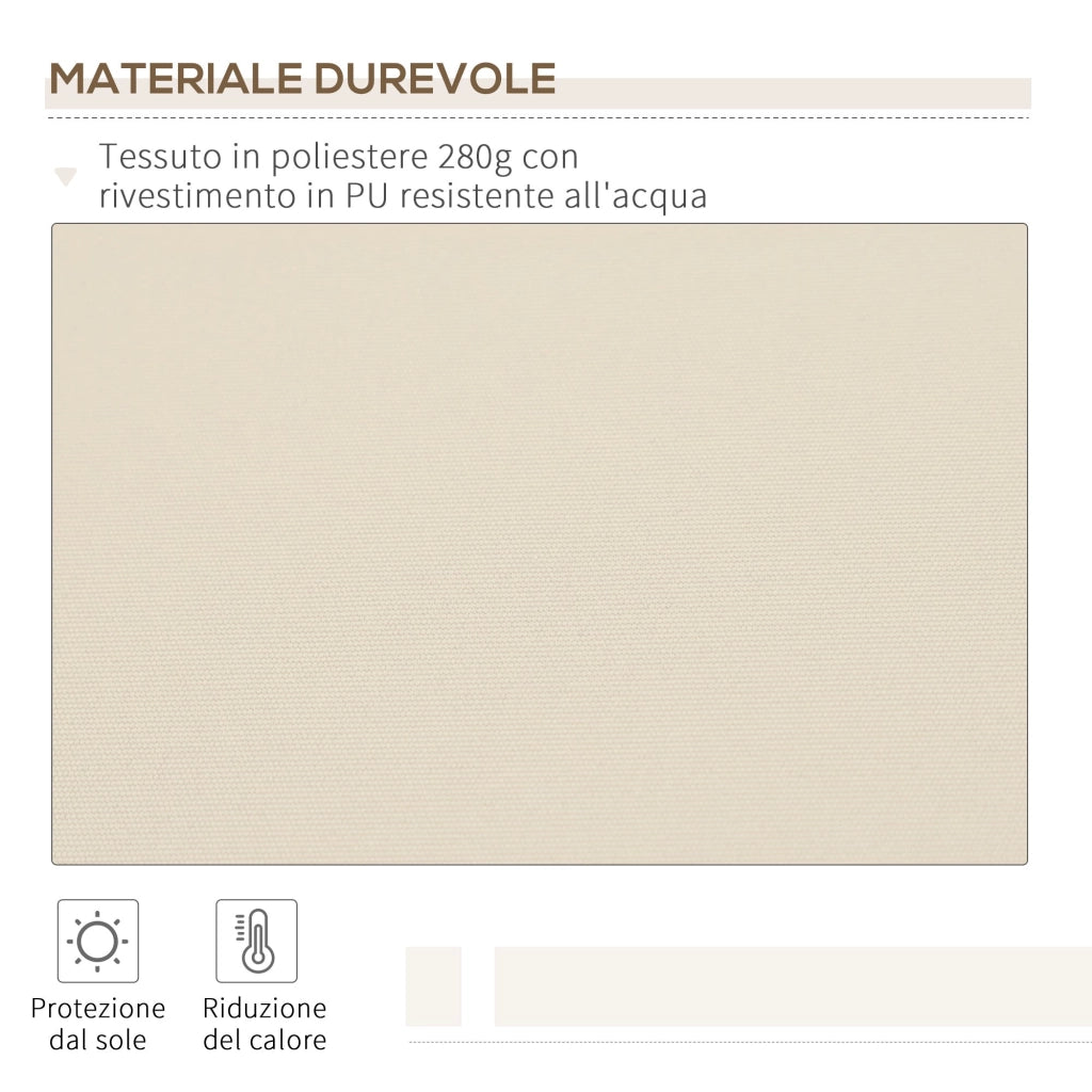 Tenda da Sole per Esterno a Bracci Avvolgibile 360x250 cm con Apertura a Manovella Crema