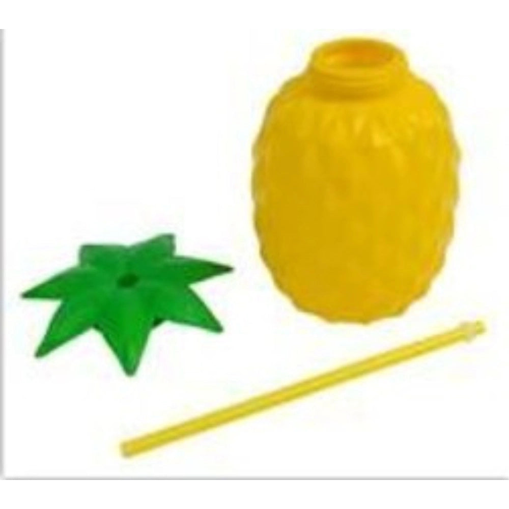 Trade Shop - Bicchiere Ananas Con Cannuccia 0,8l – Borraccia Estiva In Plastica Colorata Per Party E Bambini -