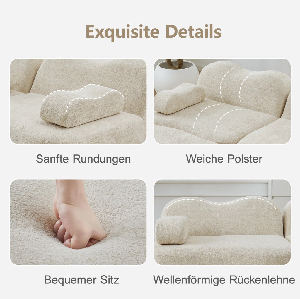 Divano angolare modulare a U in velluto; schiuma 32D; beige