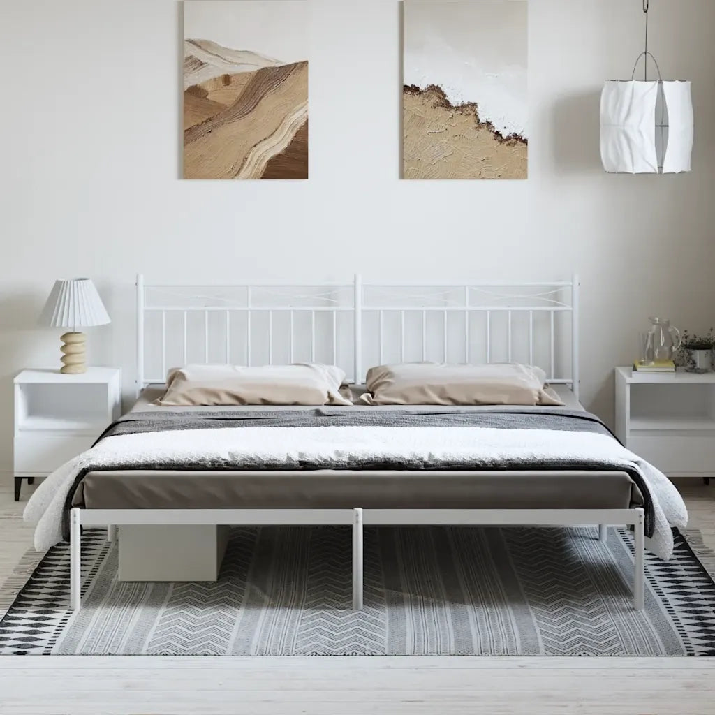 Giroletto con Testiera Metallo Bianco 183x213 cm 373745