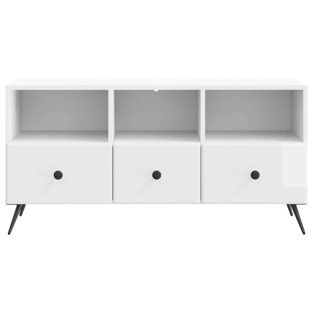 Mobile TV Bianco Lucido 102 x 34,5 x 50 cm Legno ingegnerizzato
