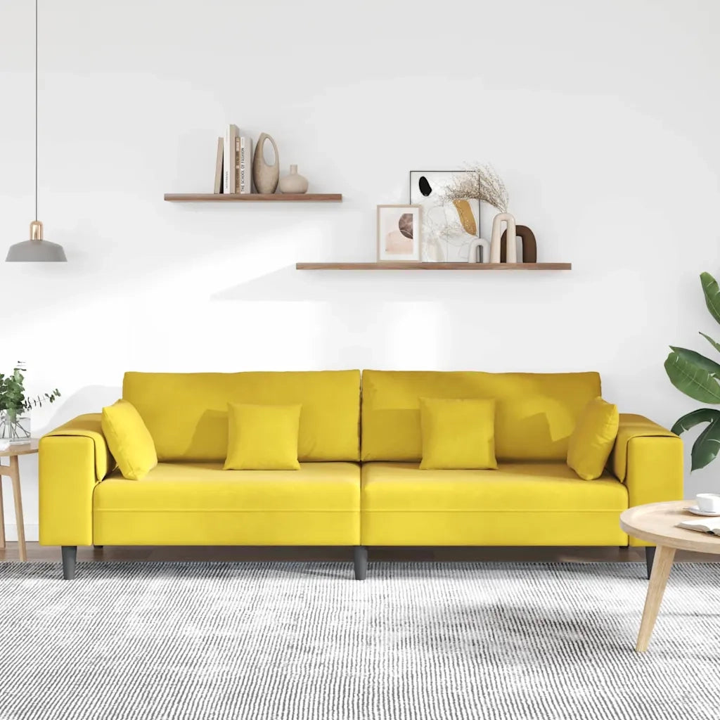 Divano con cuscino-Sofa con cuscino-Divanetto Giallo 250 x 77 x 76 cm Velluto