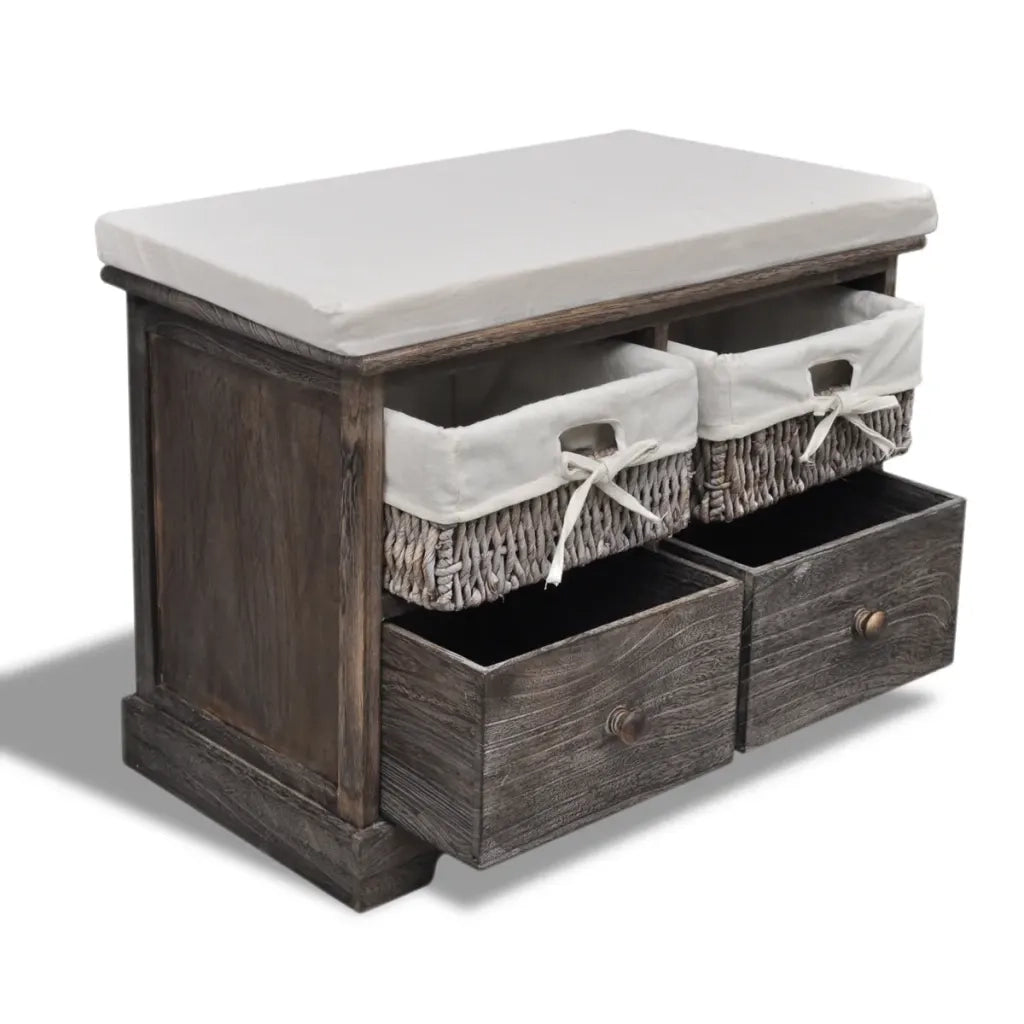 Cassapanca Marrone 62x33x42 cm in Legno di Paulownia cod mxl 46164