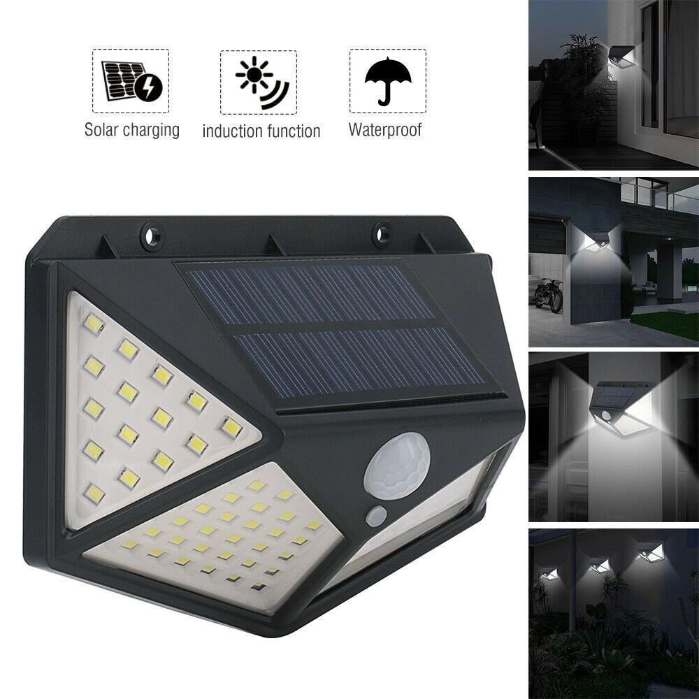 Trade Shop - 4pcs Lampada Luce Faretto Faro Esterno Energia Solare 100 Led Sensore Movimento -