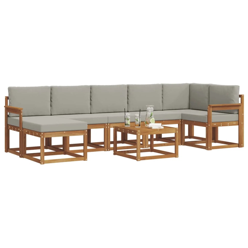 Set di divani da esterno 8 pcs Grigio Naturale e Chiaro