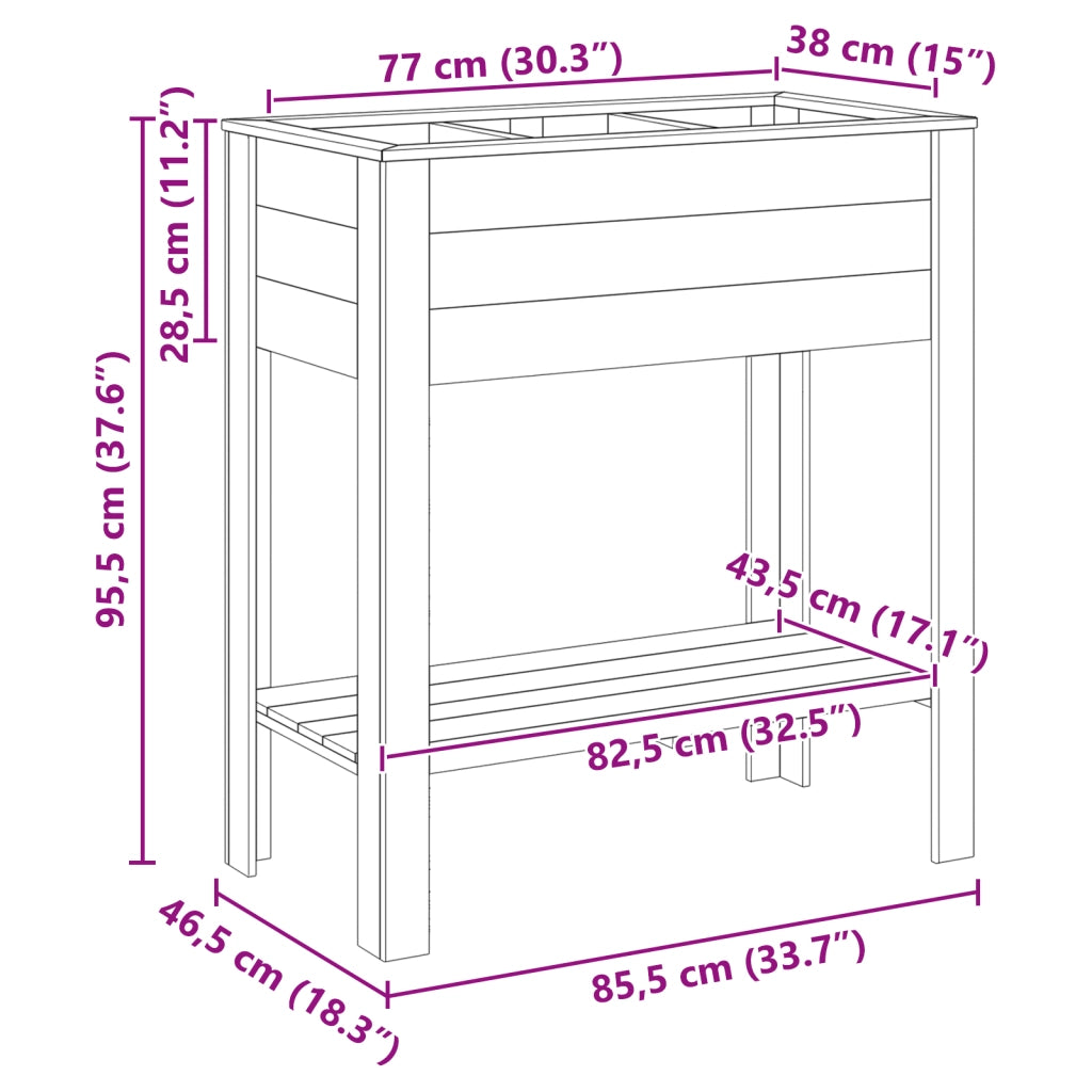 Supporto da Giardino vitaXL 85x46x94 cm Legno di Pino Impregnato